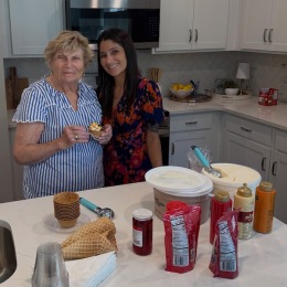 two women making ice cream in a kitchen