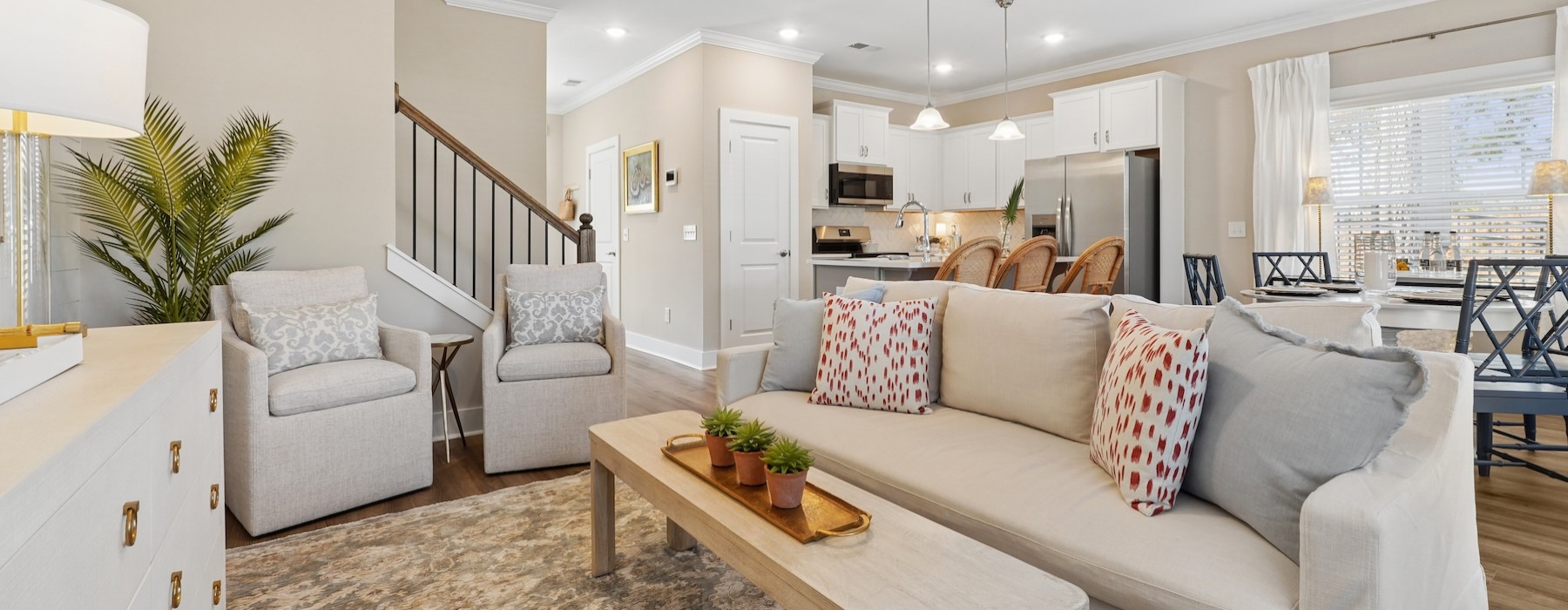 a living room with a couch and a coffee table