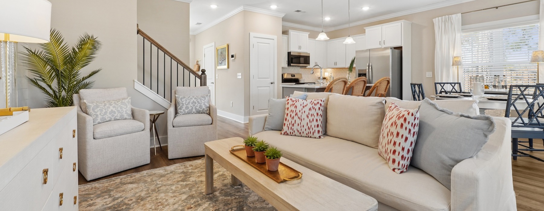 a living room with a couch and a coffee table