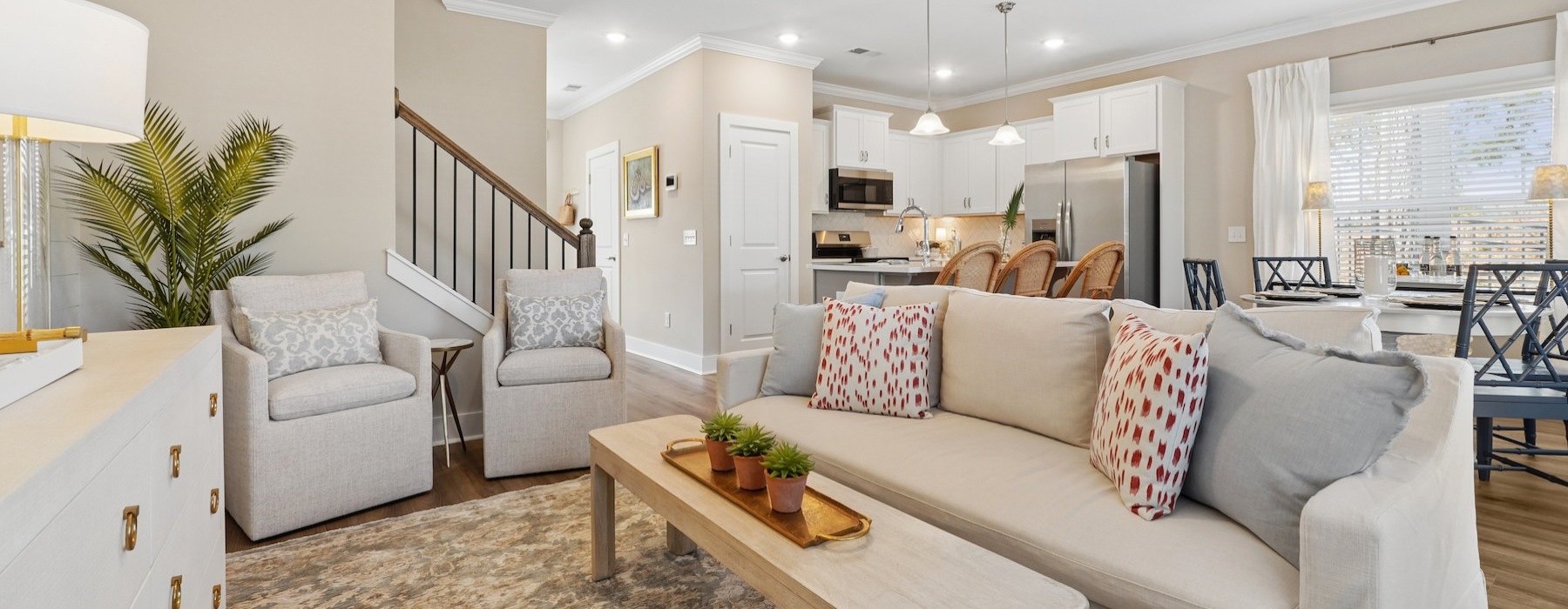 a living room with a couch and a coffee table