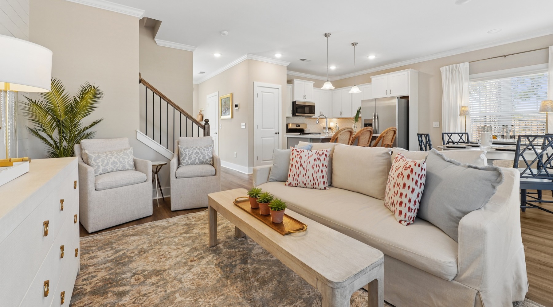 a living room with a couch and a coffee table